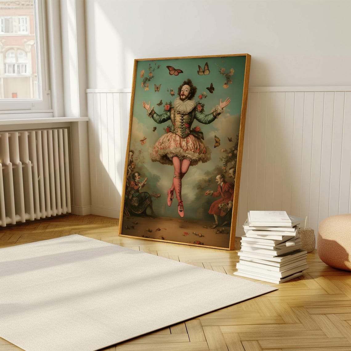 Baroque Jester Dancing With Butterflies Surreal Rococo Art Poster - Image 5