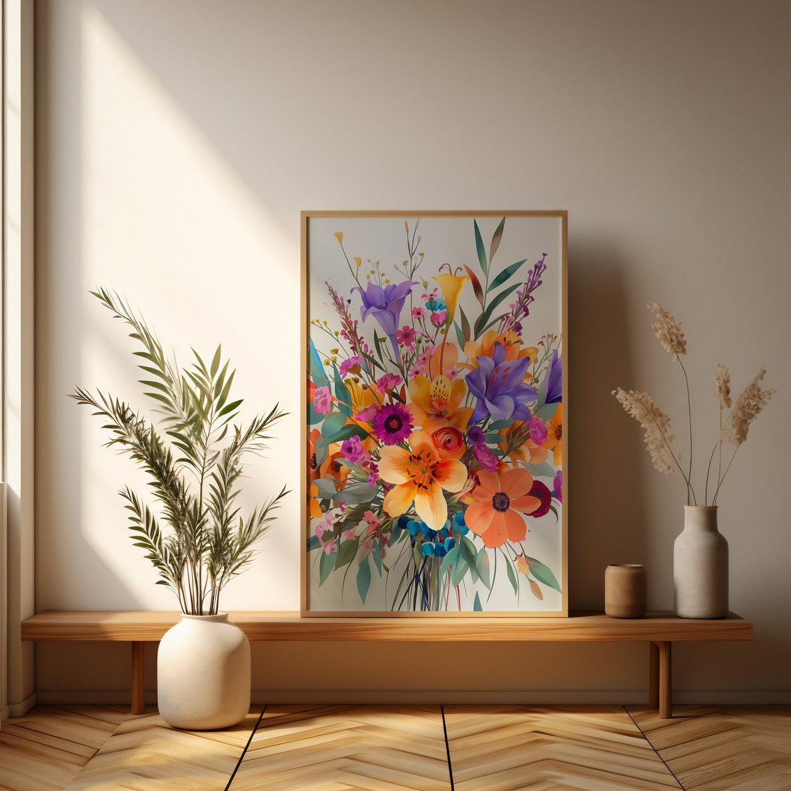 Cheerful Wildflower Bouquet In Bright Orange And Purple Poster - Image 4
