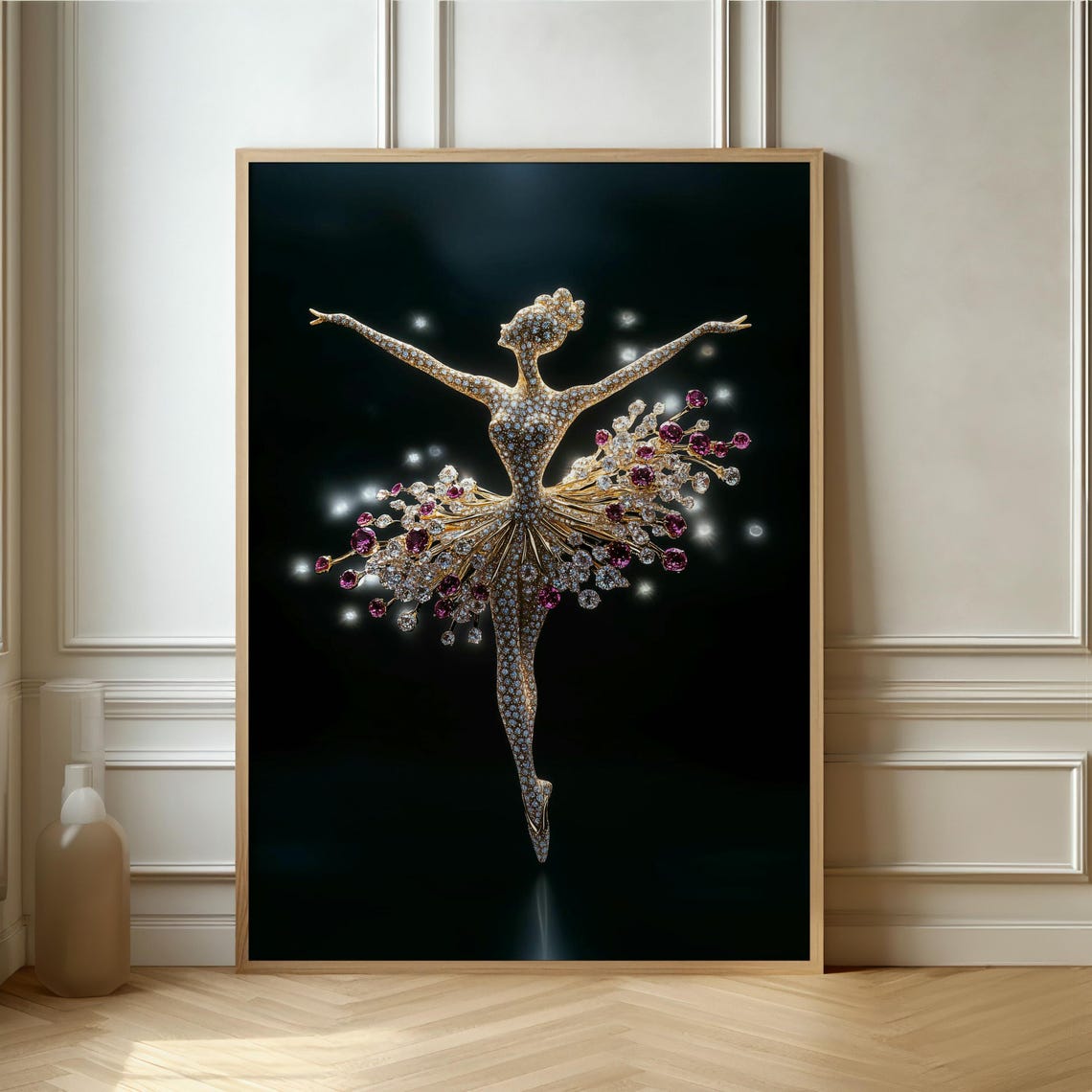 Sparkling Jewel Ballerina Dancer In Elegant Dark Ballet Poster