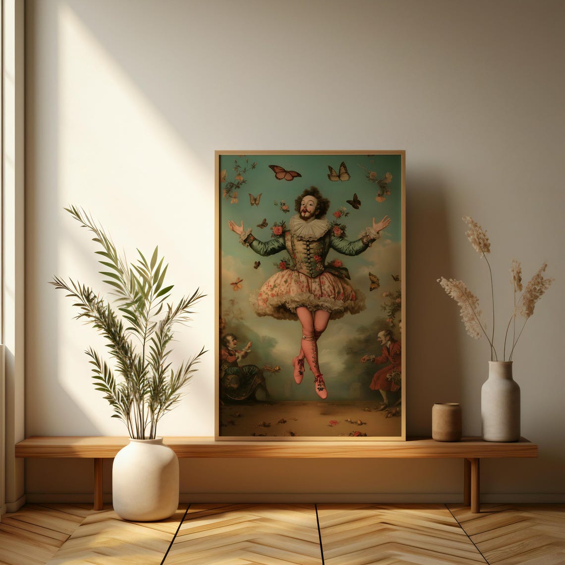 Whimsical Butterfly Jester Poster Enchanting Colorful Art Print Combining Victorian Elegance And Playful Nature For Unique Decor - Image 3