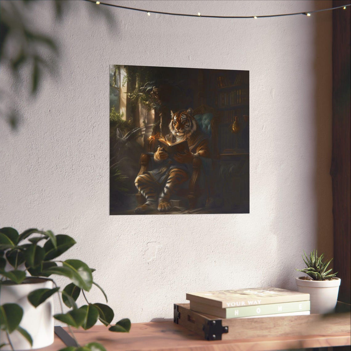 Noble Tiger Reading Book In An Ancient Library Animal Poster - Image 3