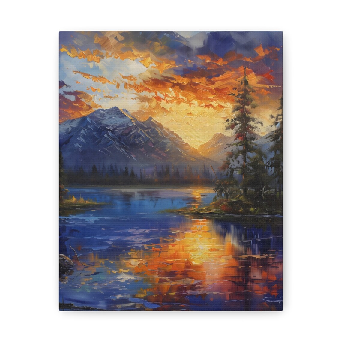 Sunset Mountain Wall Art Nursery Clouds Mountain Print Sky Clouds Oil Painting Landscape Sunset Cloud Art - Image 3