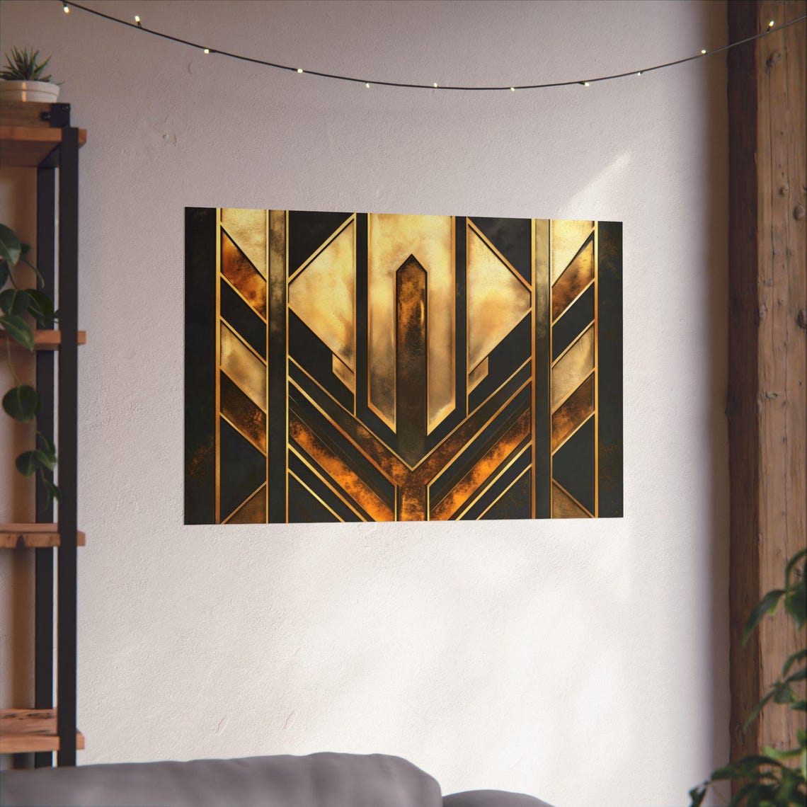 Art Deco Black Gold Architectural Geometry Square Statement Poster - Image 2