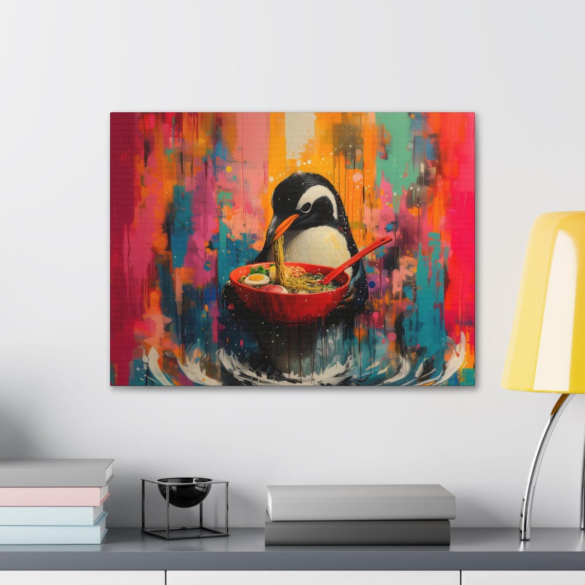 Maximalist Eclectic Ramen Penguin Print Bold Altered Animal Portrait Fantasy Fun Colorful Renaissance Rustic Art - Image 2