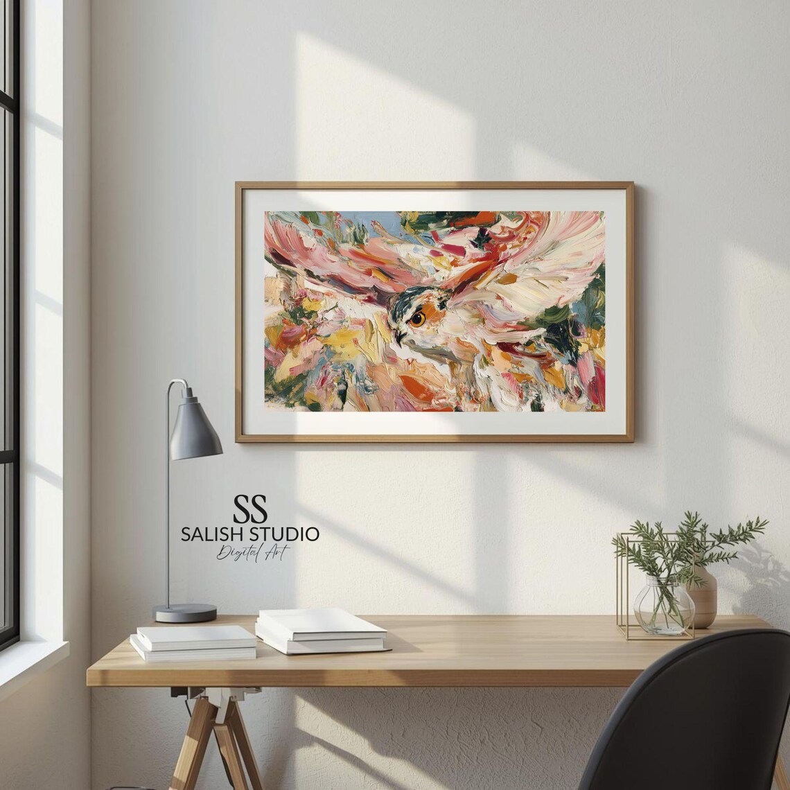 Abstract Bird In Flight Impressionist White Wings Colorful Motion Poster