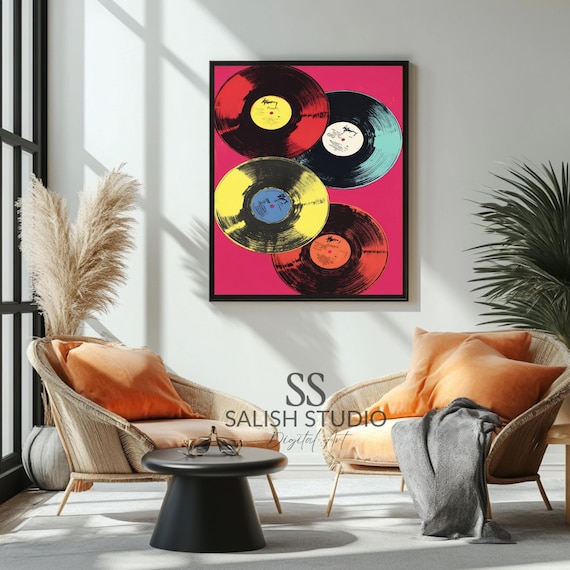 Vintage Vinyl Record Art Print Retro Pop Decor
