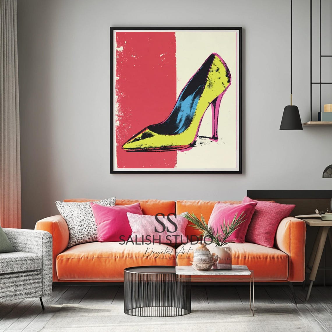 Retro Pop Art High Heel Shoe Illustration Bold Fashion Poster