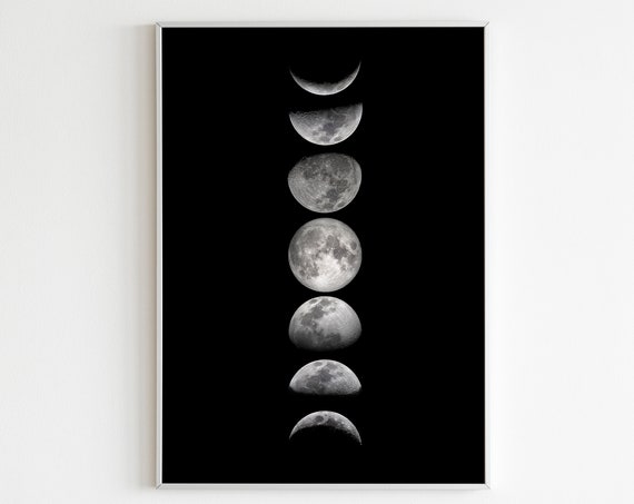 Moon Phases Full Moon Wall Art La Lune Affiche La Luna Print Moon Photography Wicca Wall Art Moon Phases Poster Boho Wall Art