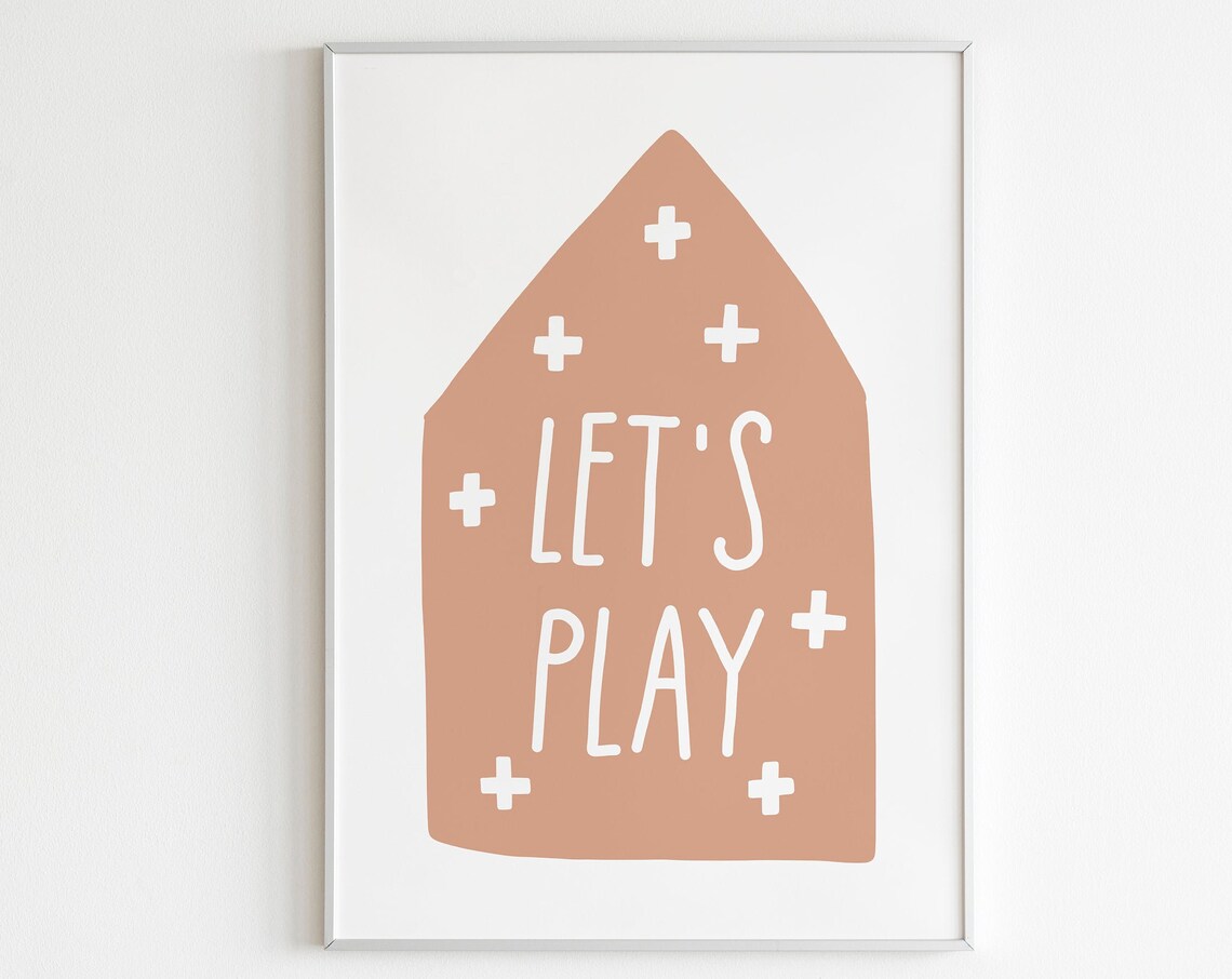 Lets Play Scandinavian Kids Poster, Boho Nursery Decor