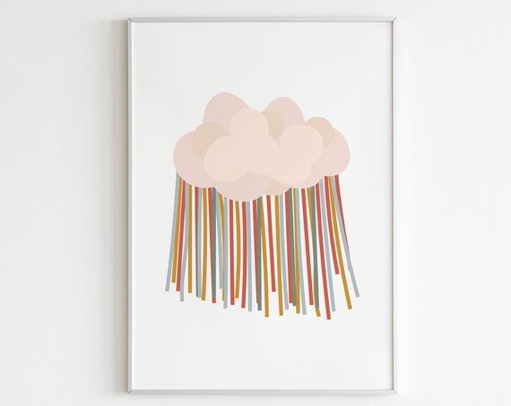 Boho Cloud With Tassels Wall Art Gender Neutral Kids Poster Boho Wall Art Kids Room Print Baby Room Print Kids Wall Art Boys Room