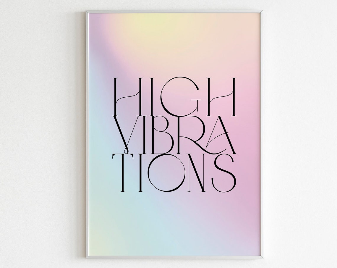 High Vibrations Elegant Serif Pastel Gradient Aura Art Poster