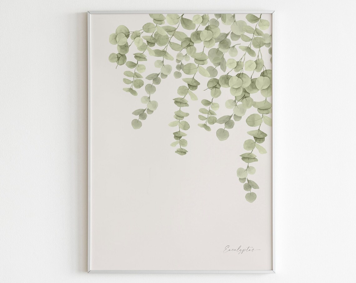 Eucalyptus Watercolor Botanical Green Leaves Hanging Sage Art Poster - Image 2