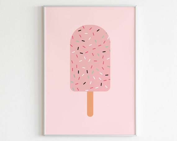 Nursery Ice Cream Ice Cream Sprinkles Wall Art Kids Room Poster Pink Ice Cream Art Baby Room Print Wall Art Children Gift Girls