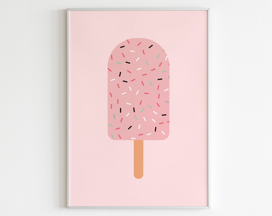 Nursery Ice Cream Ice Cream Sprinkles Wall Art Kids Room Poster Pink Ice Cream Art Baby Room Print Wall Art Children Gift Girls