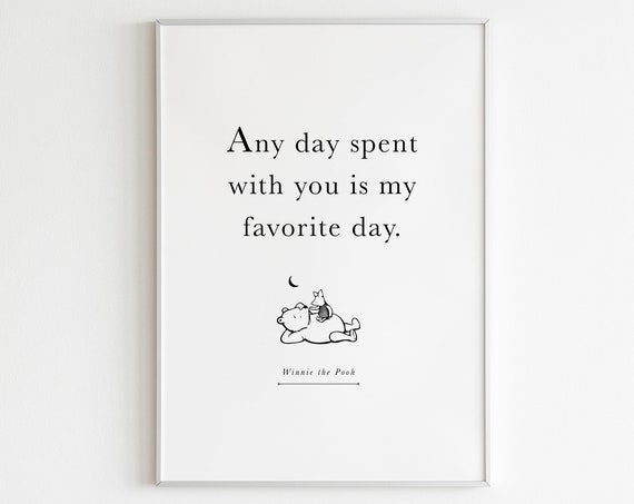 Winnie The Pooh Quote Art Print, Kids Nursery Decor
