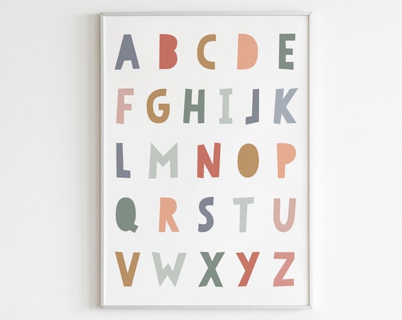 Pastel Boho Alphabet Letters Poster for Kids Room