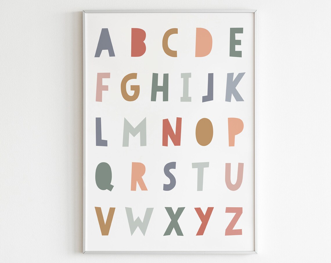Pastel Boho Alphabet Letters Poster for Kids Room