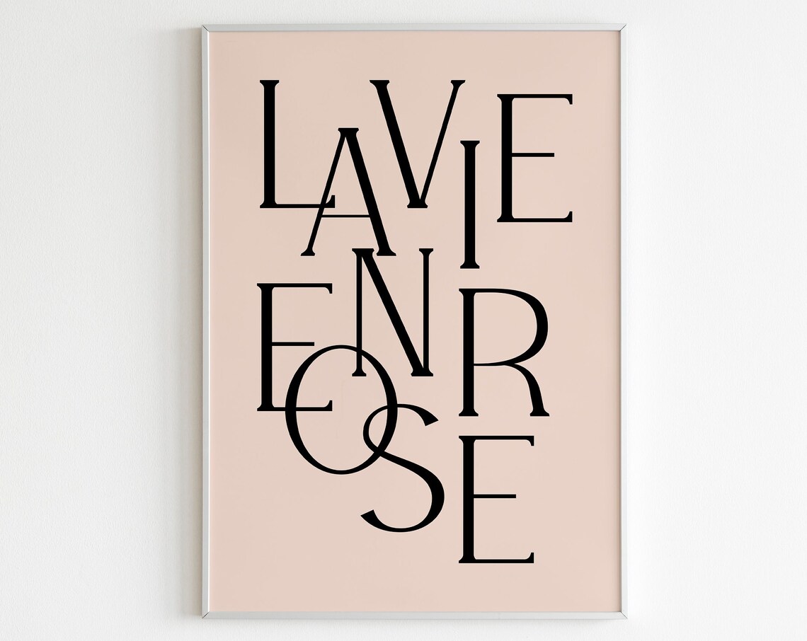La Vie En Rose French Quote Typography Blush Pink Art Poster