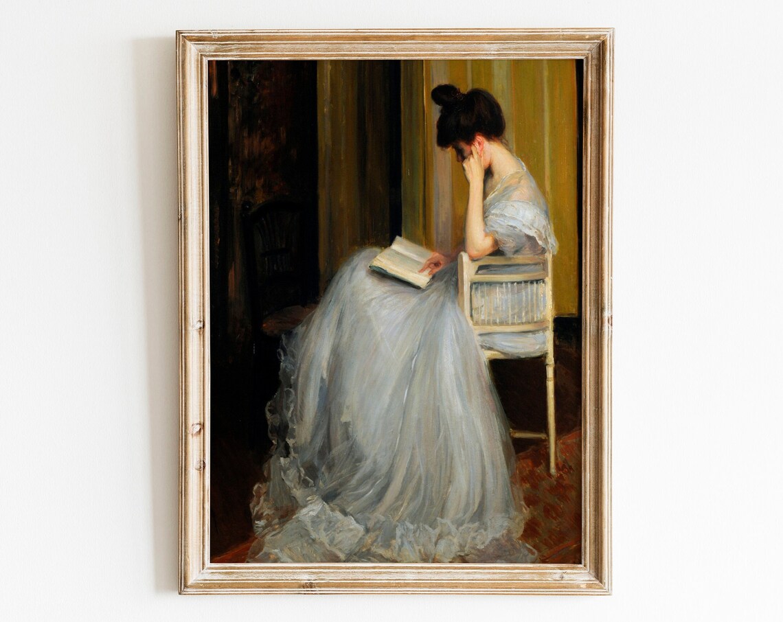 Girl Reading A Book Vintage Painting, The Reader