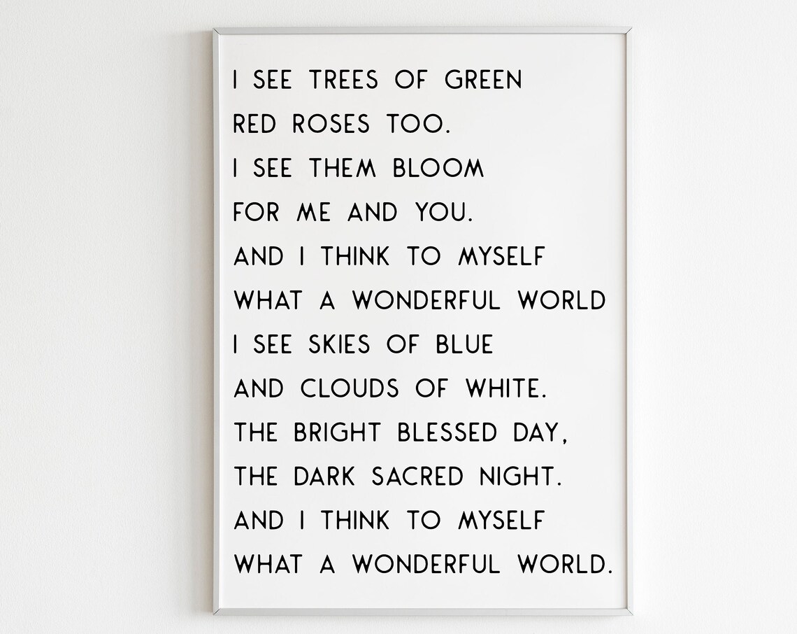 What A Wonderful World Lyrics Minimalist Art Print