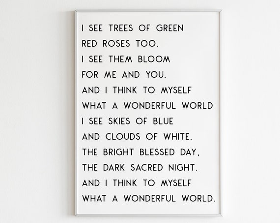 What A Wonderful World Lyrics Minimalist Art Print