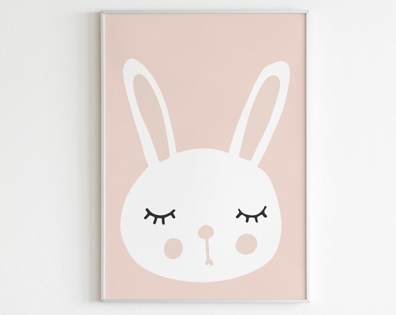 Cute Bunny Wall Art Bunny Poster Kids Room Print Girls Room Print Rabbit Print Baby Girl Room Print Scandinavian Nursery Wall Art