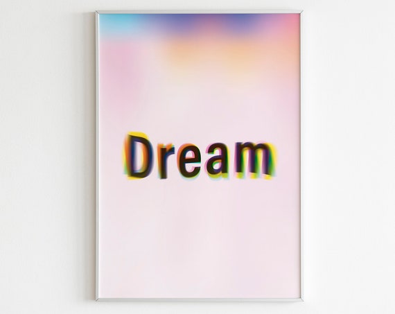 Dream Wall Art Hypnotic Wall Art Rainbow Aura Print Glitch Wall Art Hippie Poster Pink Retro Print Boho Wall Art