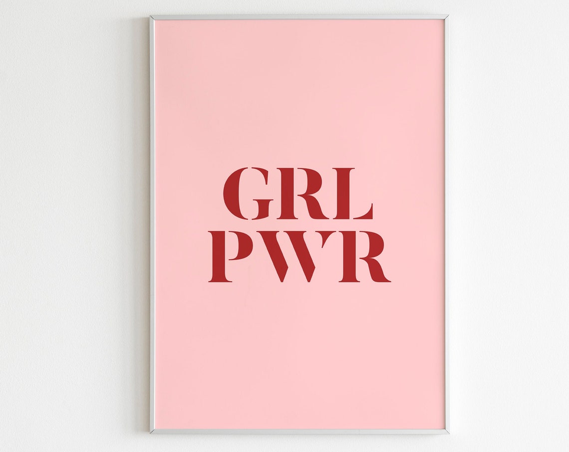 Grl Pwr Wall Art Girl Power Print Pink Red Print Trendy Wall Art Teenager Print Nursery Home Office Print Boho Wall Art Girl Room Print