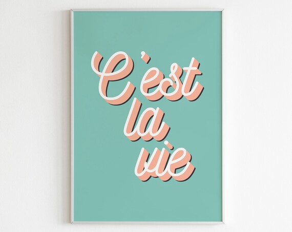 Cest La Vie Wall Arttrendy Printhippie Postergreen Coral Printretro Boho Printgallery Wallcolorful Wall Art
