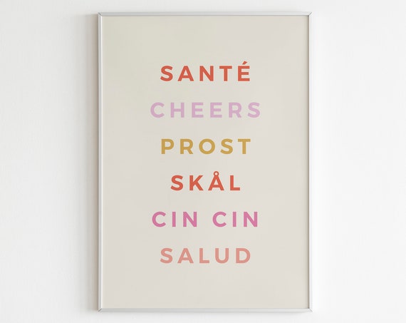 Cheers In Different Languages Bar Wall Art Print