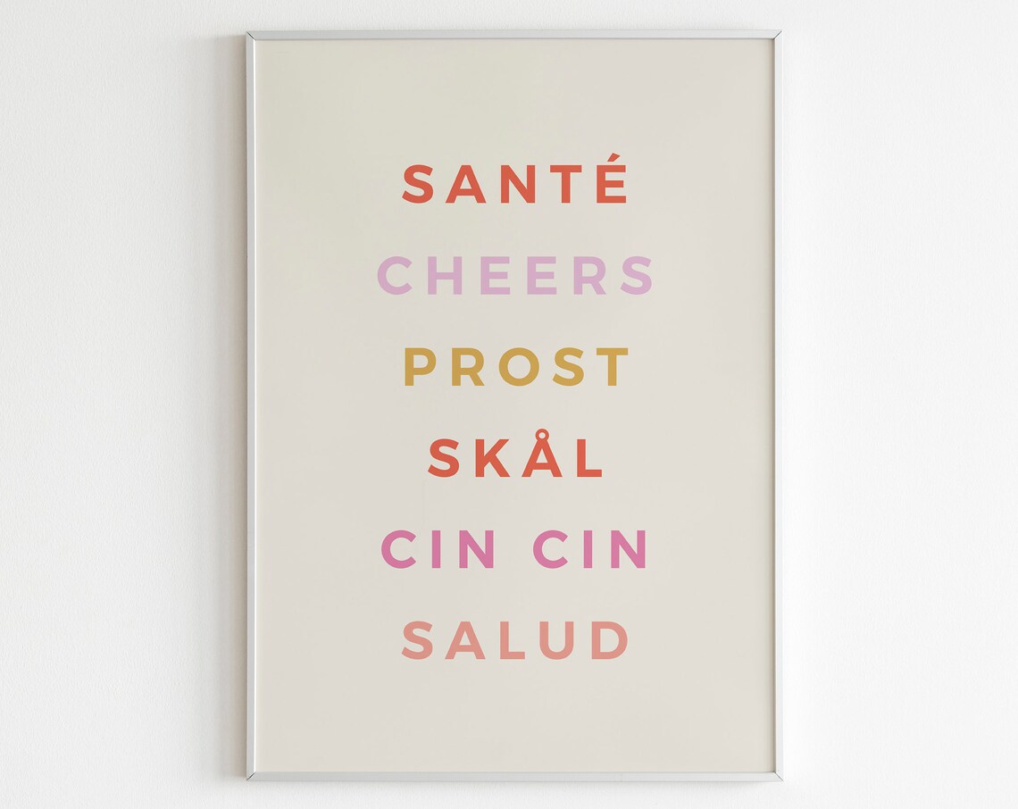 Cheers In Different Languages Bar Wall Art Print