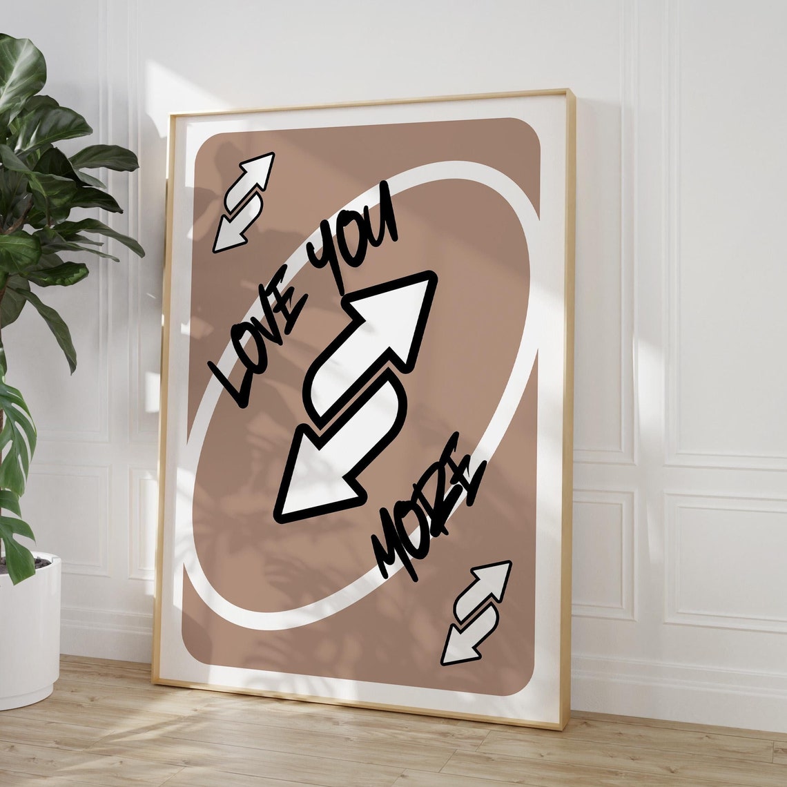 Love You More Reverse Card Brown Neutral Trendy Girly Poster
