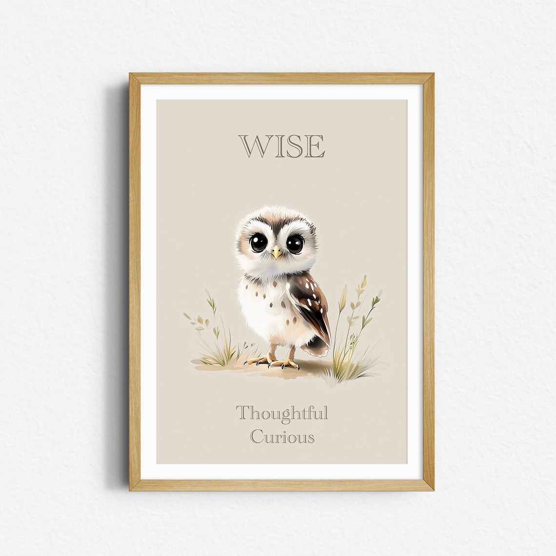 Owl Positive Traits Nursery Art Print, Affirmation Poster