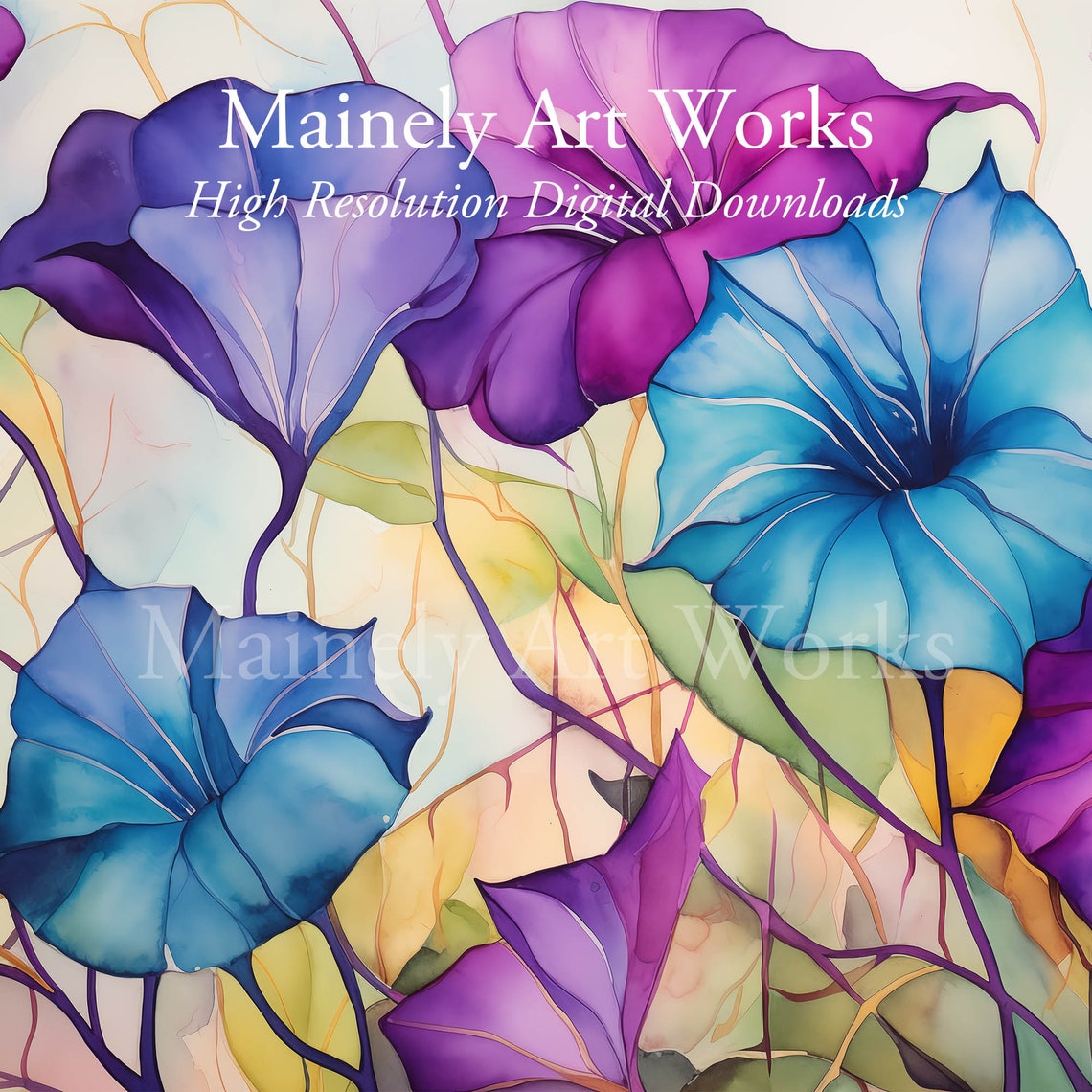 Morning Glories For Frame Tv Painting Of Flowers For Frame Tv Flower Tv Art Bonus Trumpet Flowers Tv Art Floral - Image 3