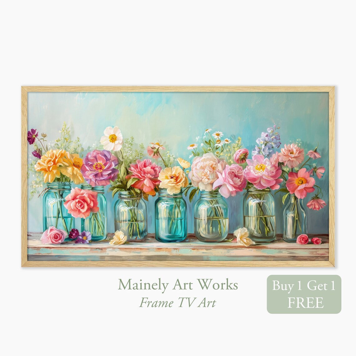 Spring Flowers Art Print, Peonies and Roses