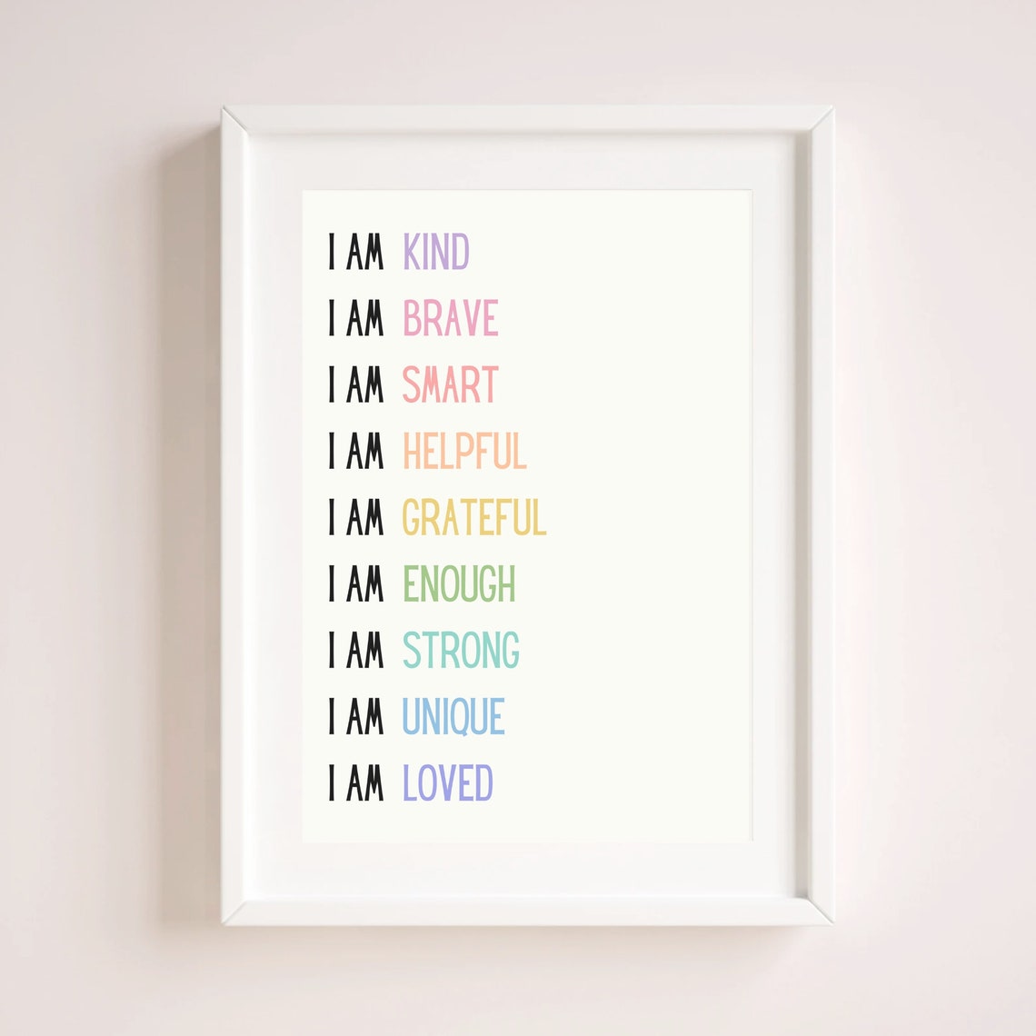 Kids I Am Affirmations Pastel Positive Self Esteem Classroom Poster - Image 3
