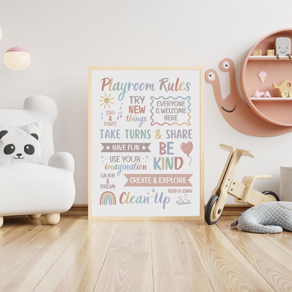 Playroom Rules Sign Print, Neutral Kids Room Decor - Image 5