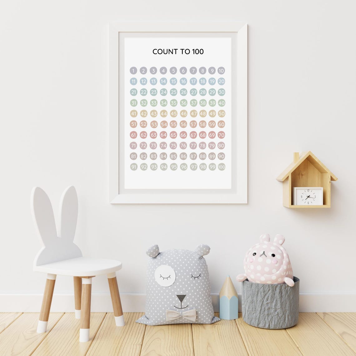 Count To 100 Chart Earth Tones Counting Poster Learn Numbers 1 100 Montessori Wall Art Boho Classroom Decor Neutral Educational Math Print - Image 3