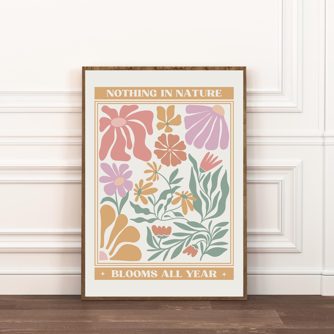 Nothing in Nature Blooms All Year Retro Floral Botanical Poster - Image 3