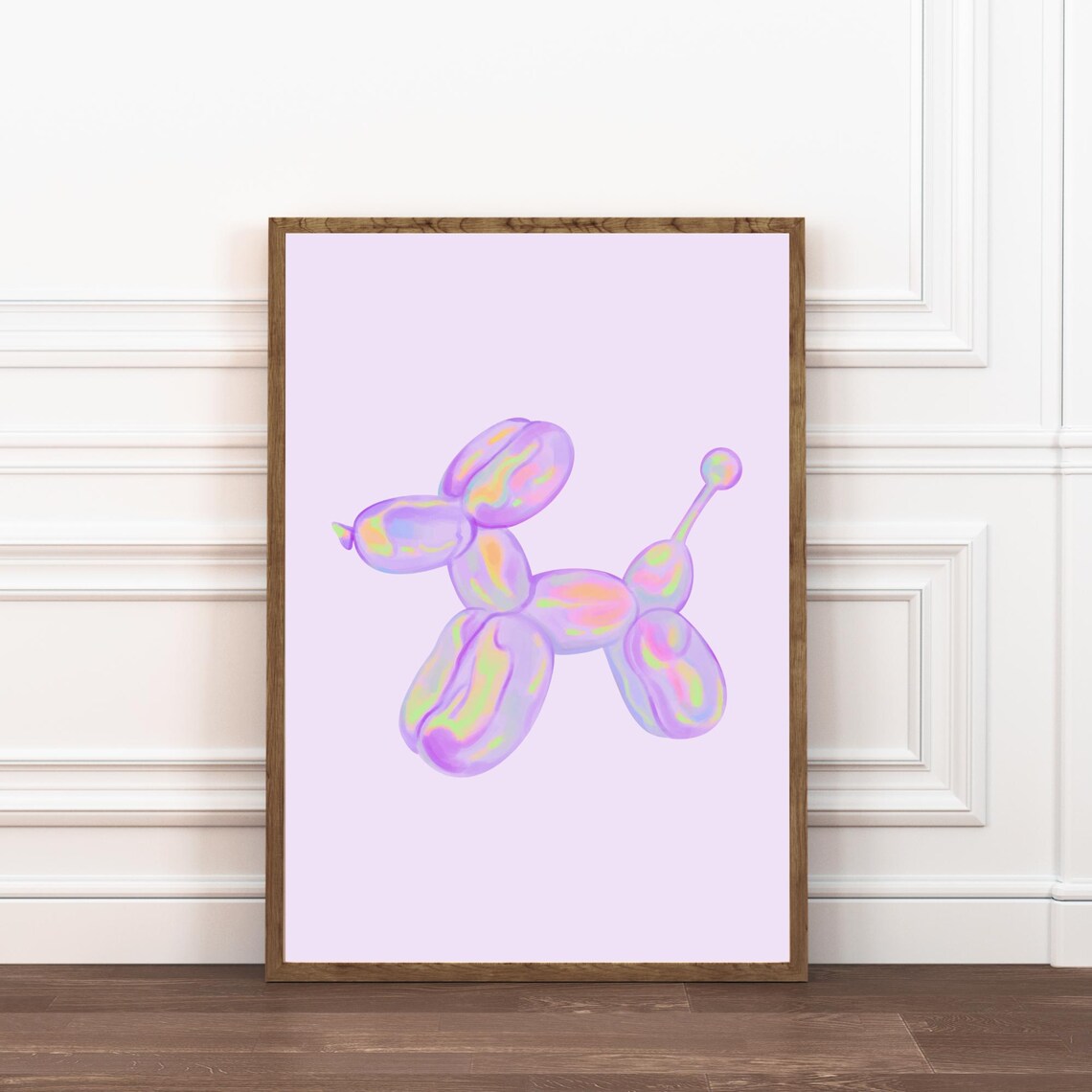 Lilac Holographic Balloon Dog Trendy Purple Iridescent Wall Poster - Image 2