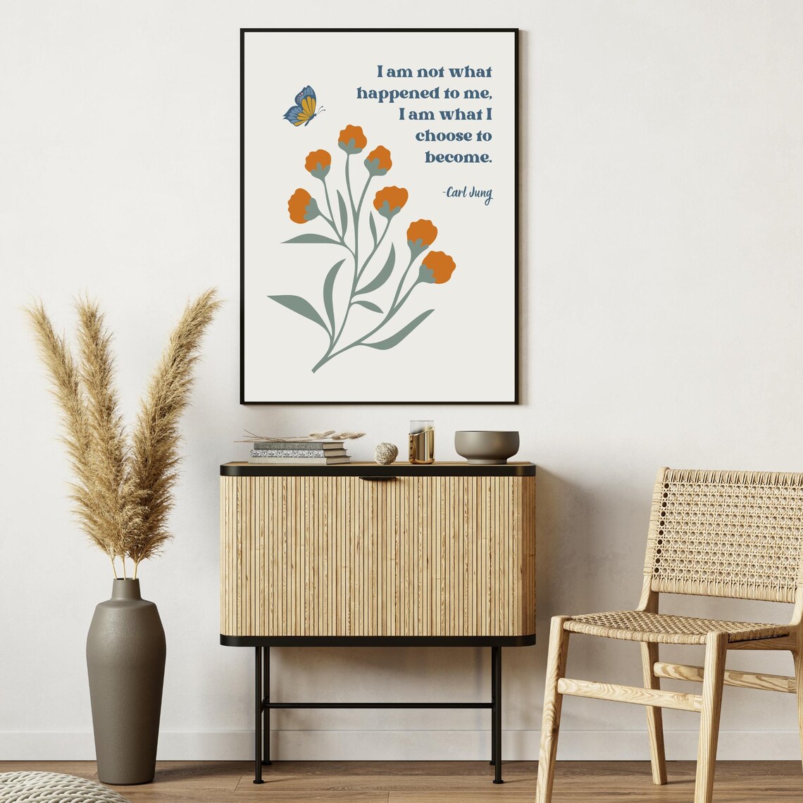 Carl Jung Choose to Become Quote Orange Botanical Butterfly Poster - Image 6