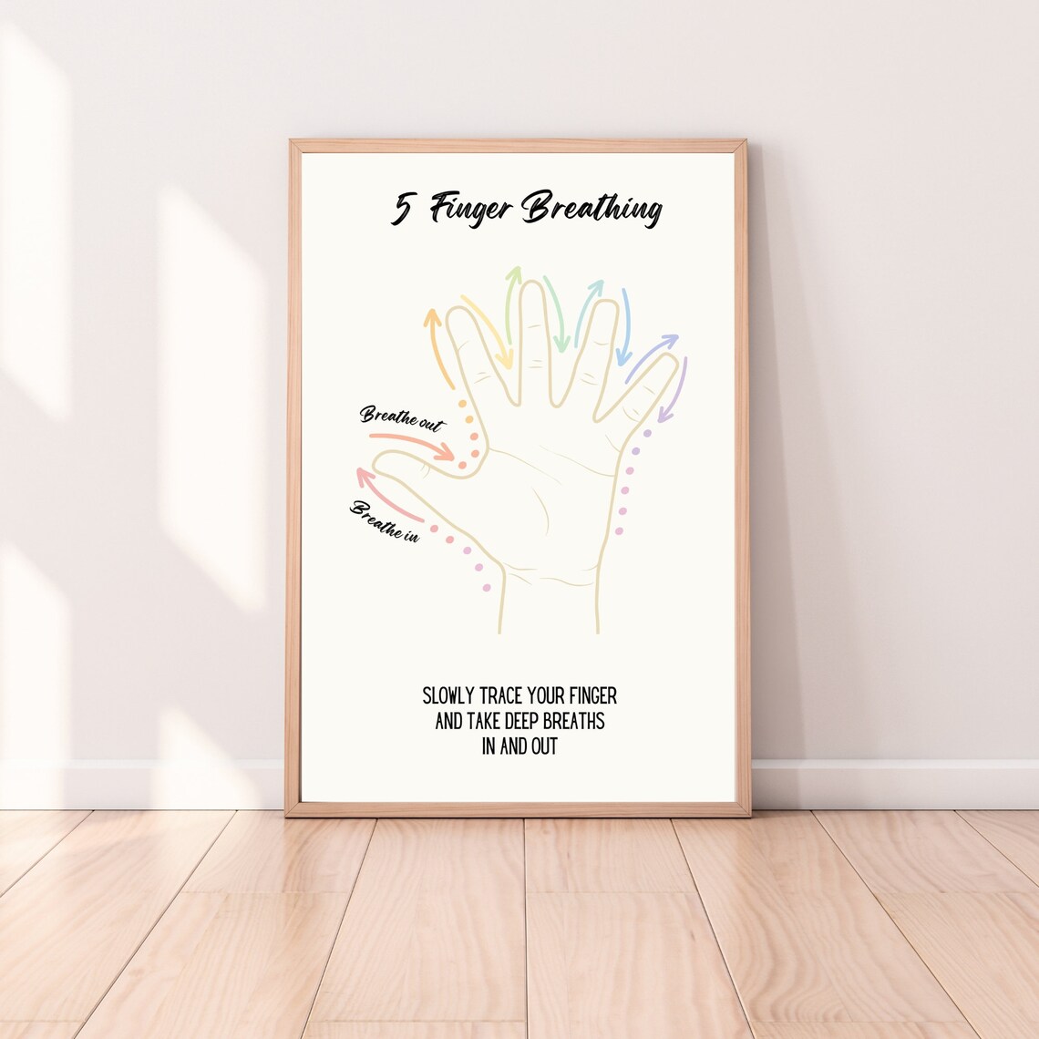 5 Finger Hand Tracing Breathing Exercise, Mindfulness Art Print - Image 5