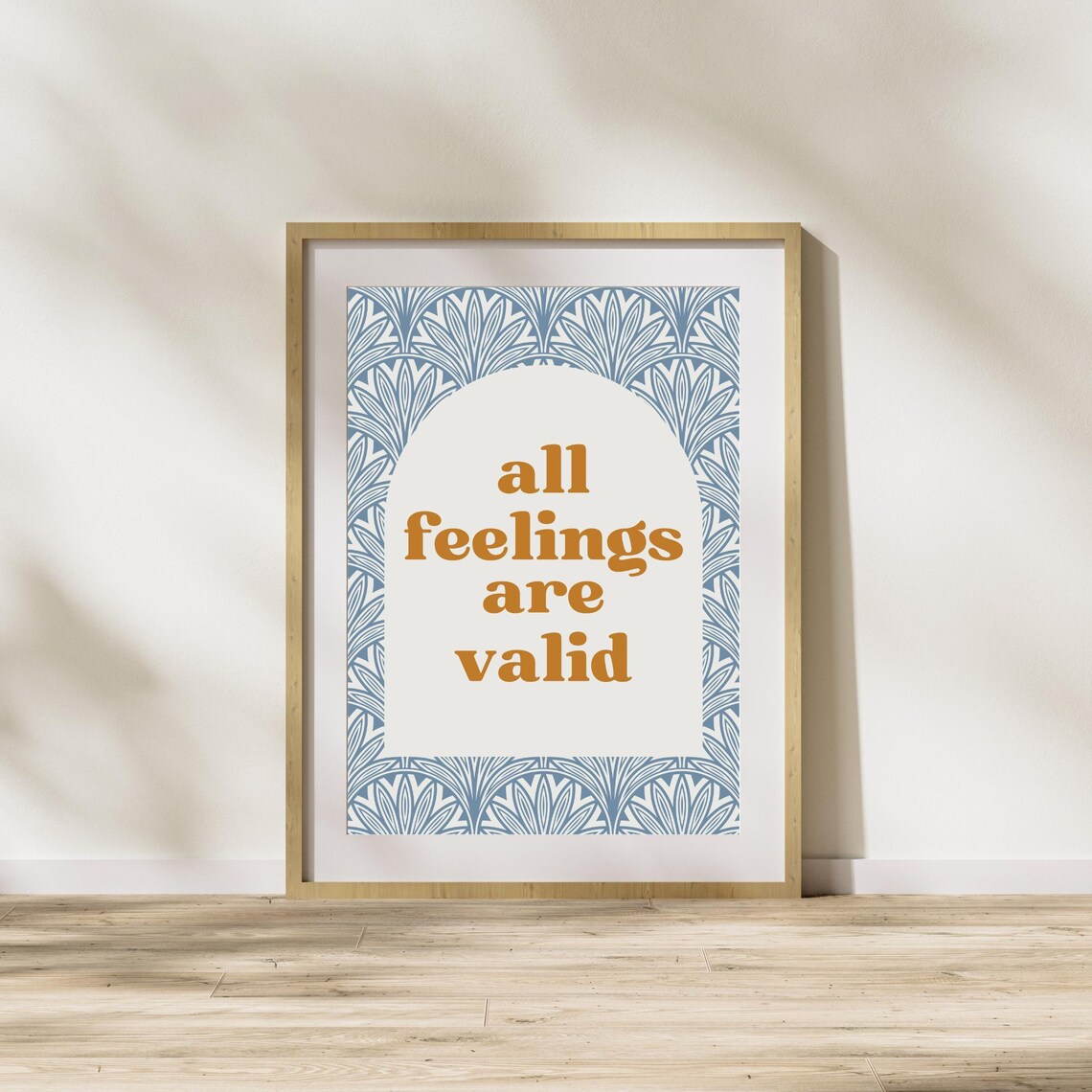 All Feelings Are Valid Quote Blue Palm Border Therapy Office Poster - Image 6
