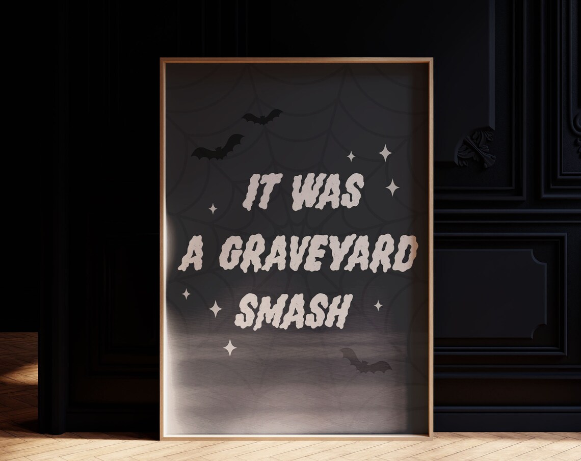 Halloween Graveyard Art Print, Spooky Party Decor