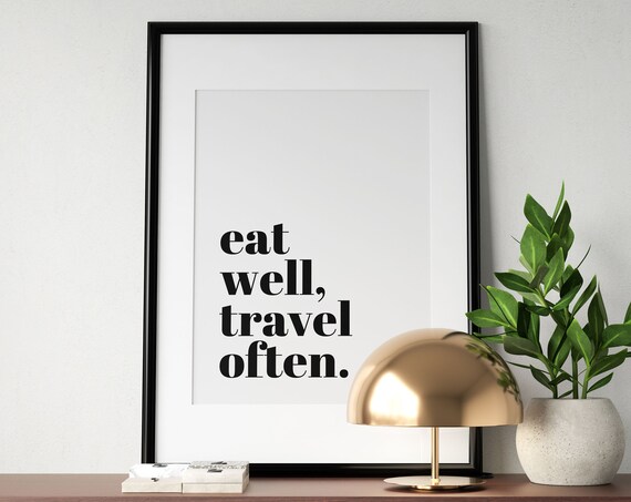Eat Well Travel Often Adventure Wanderlust Kitchen Quote Poster