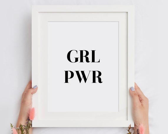 GRL PWR Girl Power Bold Feminist Minimalist Typography Poster