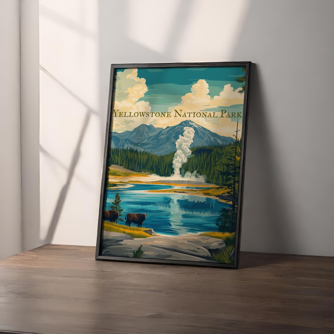 Yellowstone National Park Geyser Bison Vintage Travel Poster - Image 2