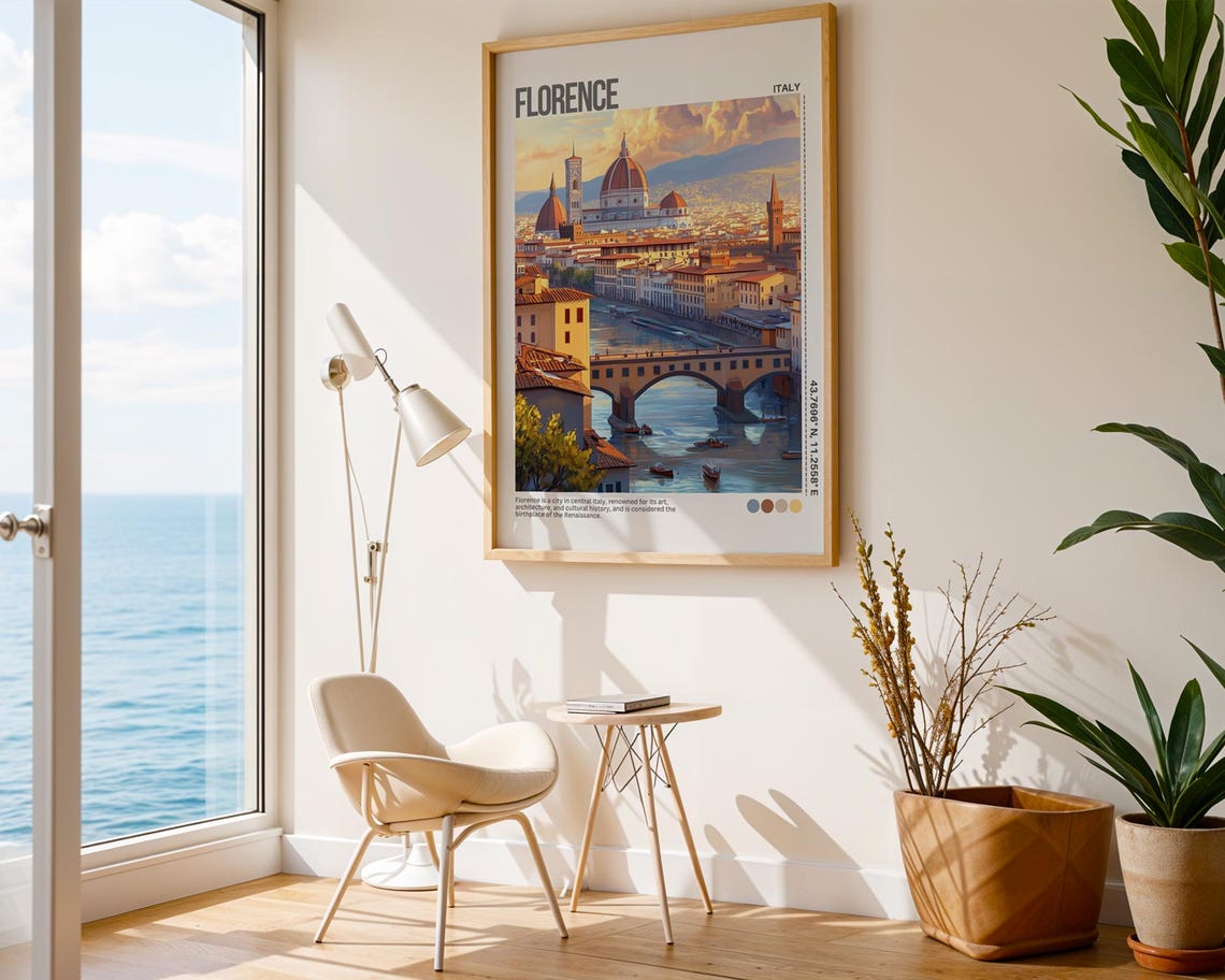 Florence Italy Duomo Cathedral Arno River Renaissance Travel Poster - Image 4