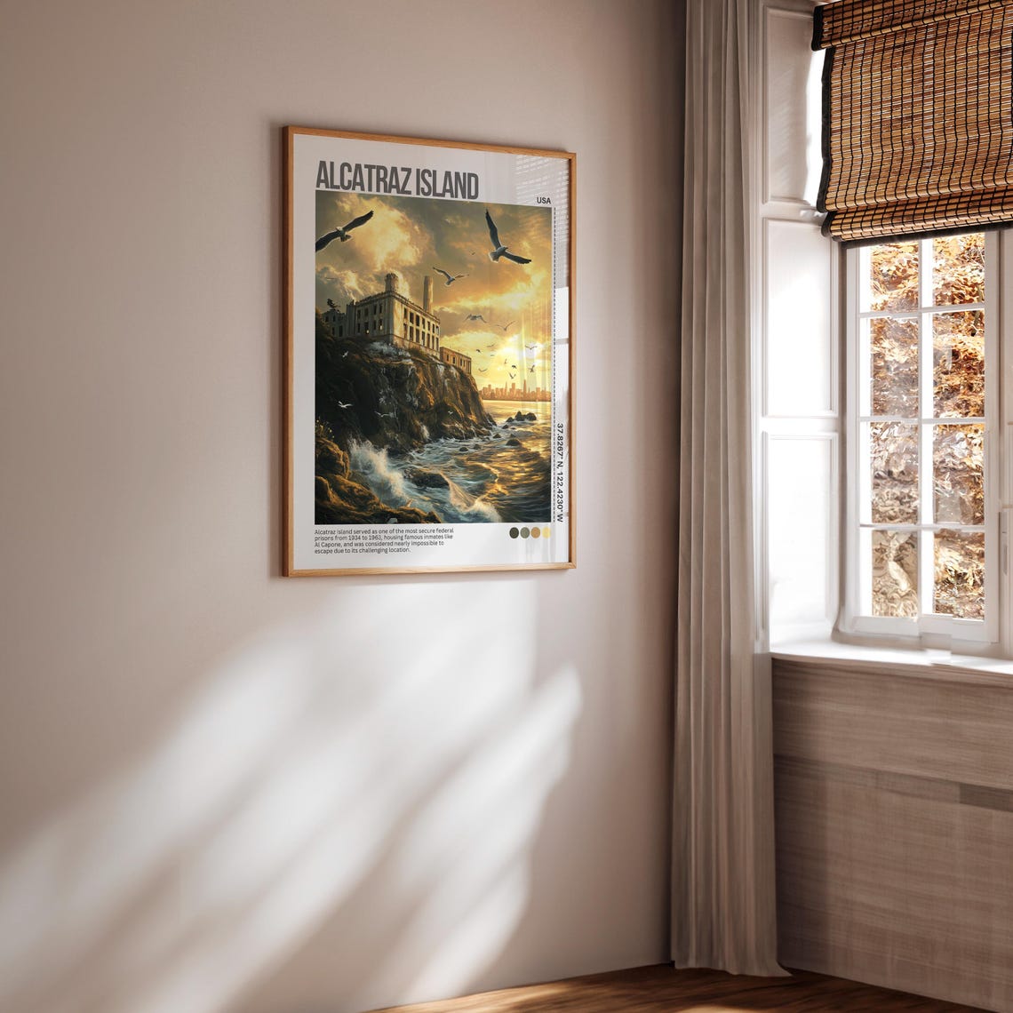 Alcatraz Island At Golden Sunset With Prison On The Rock Poster - Image 5
