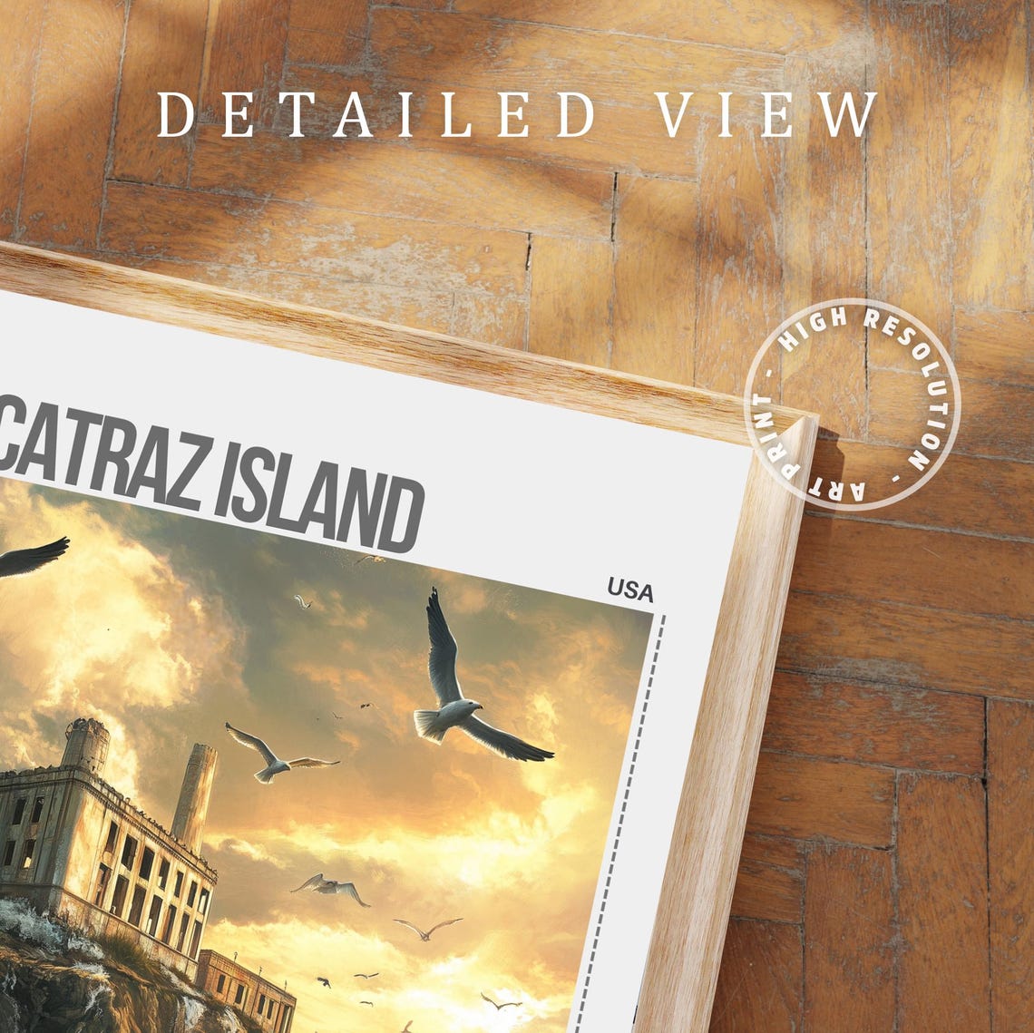 Alcatraz Island At Golden Sunset With Prison On The Rock Poster - Image 7